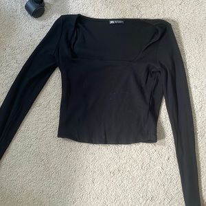 Zara square neck cropped long sleeve